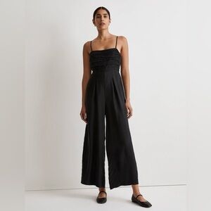 Ruched Crop Straight-Leg Jumpsuit